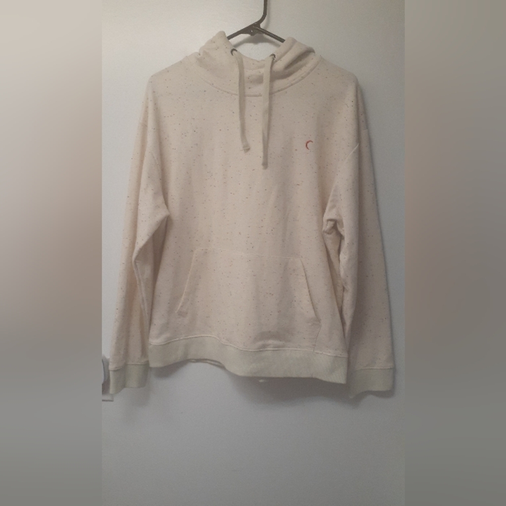 ZYIA cream hoodie with multi-coloured speckles - size large